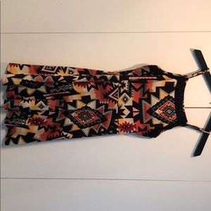 Aztec Design Spaghetti Strap Flare Dress